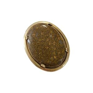 Vintage Oval Bronzite Cabochon Brooch, 2" Long